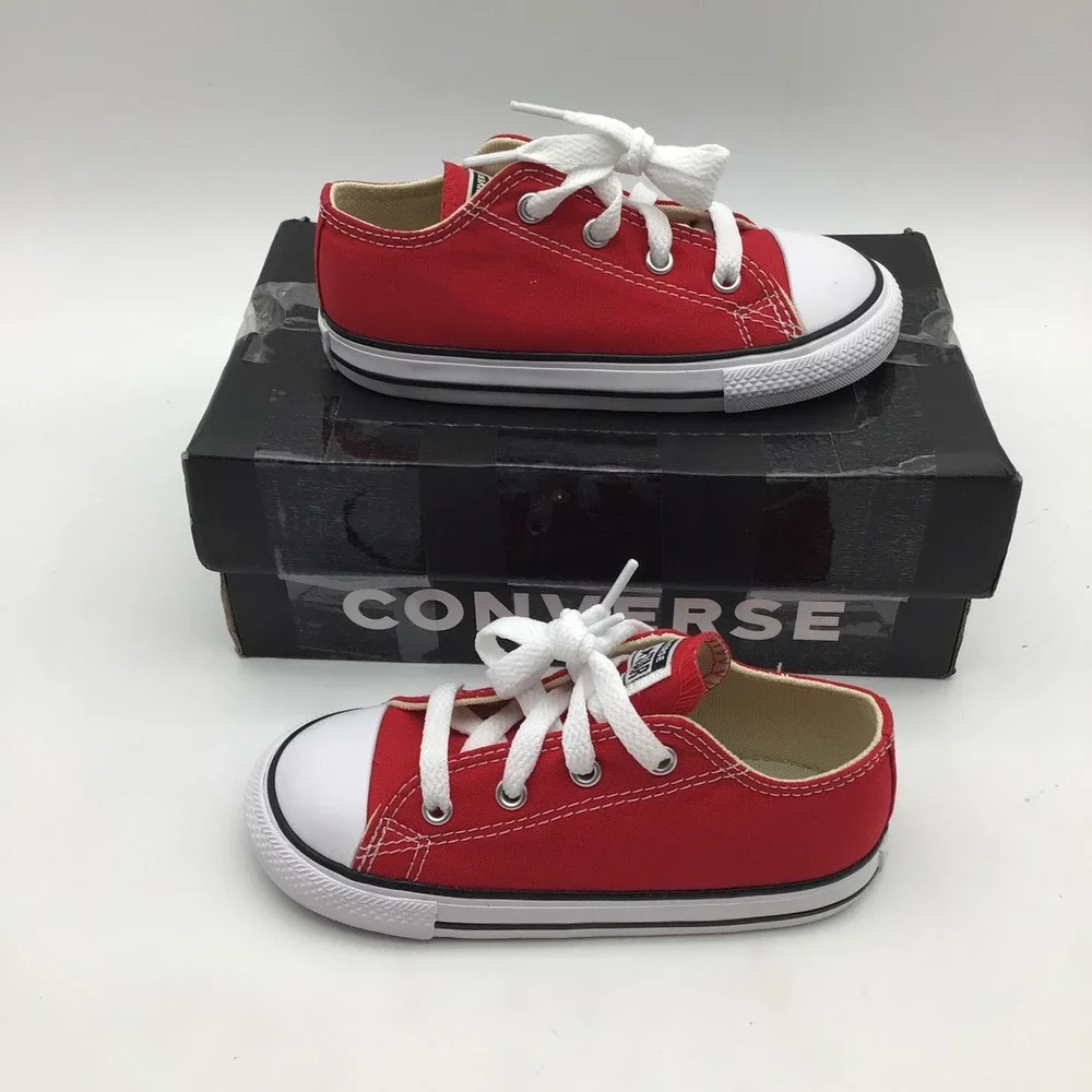 Converse CT All Star Ox Red Canvas Infant Shoes Size 9 Toddler 7J236 NEW